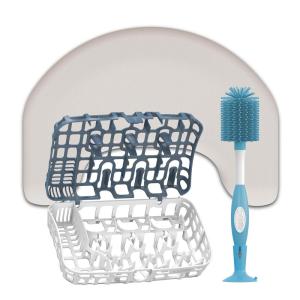 imageDr Browns Feeding ampamp Cleaning Bundle Light Gray Nursing Pillow  NoScratch Bottle Brush Cleaner ampamp Stand  Dishwasher BasketOrganizer  3Piece Set