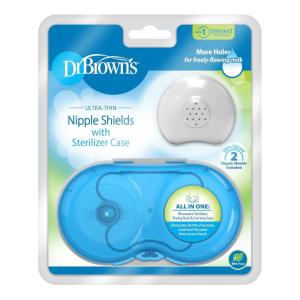 imageDr Browns Nipple Shields with Case Size 1  Up to 24 mm Stretch Fit for Latch Difficulties Flatinverted Nipples Silicone Nipple Shield