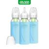 imageDr Browns Natural Flow AntiColic Options Narrow Glass Baby Bottles 8 oz250 mL with Level 1 Slow Flow Nipple 3 Pack 0m with Blue 100 Silicone Sleeves BPAFree