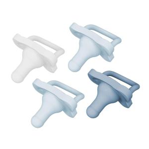 imageDr Browns HappyPaci 100 Silicone Baby Pacifier Contoured OnePiece Design LightBlue Blue White 06m BPAFree 4Pack