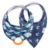 imageDr Browns Super Soft amp Absorbent Baby Bandana Bib with SnapOn Teether 3m 2Pack Navy Whales amp AnchorsWhales  Anchors