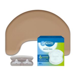 imageDr Browns Feeding Support Pillow with Cover Gentle Biege amp Breastfeeding Nipple Shields 24mm amp Disposable Breast Pads  60pk