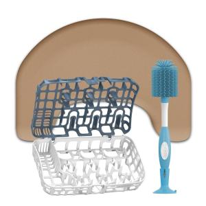 imageDr Browns Feeding Support Pillow with Cover Gentle Biege amp Soft Touch Baby Bottle Cleaning Brush Blue 1Pack amp Dishwasher Basket for Small Baby Bottle Parts Blue