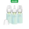 imageDr Browns AntiColic Options Narrow Glass Baby Bottles 4 oz120 mL with Level 1 Slow Flow Nipple 3 Pack 0m with Blue 100 Silicone Sleeves BPAFreeMint  4 oz