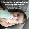 imageDr Browns AntiColic Options Narrow Glass Baby Bottles 4 oz120 mL with Level 1 Slow Flow Nipple 3 Pack 0m with Blue 100 Silicone Sleeves BPAFreeMint  8 oz