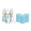 imageDr Browns AntiColic Options Narrow Glass Baby Bottles 4 oz120 mL with Level 1 Slow Flow Nipple 3 Pack 0m with Blue 100 Silicone Sleeves BPAFreeBlue  4 oz