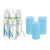 imageDr Browns AntiColic Options Narrow Glass Baby Bottles 4 oz120 mL with Level 1 Slow Flow Nipple 3 Pack 0m with Blue 100 Silicone Sleeves BPAFreeBlue  8 oz