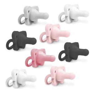 imageDr Browns HappyPaci 100 Silicone Baby Pacifier Contoured OnePiece Design LightPink Pink White Black Gray 06m BPAFree 8Pack