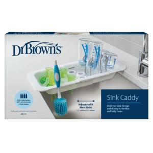 imageDr Browns Sink Caddy for Baby Bottles and Parts with Two Brush Holders Over The Sink Kitchen Storage Drying Rack and Organizer BPAFree